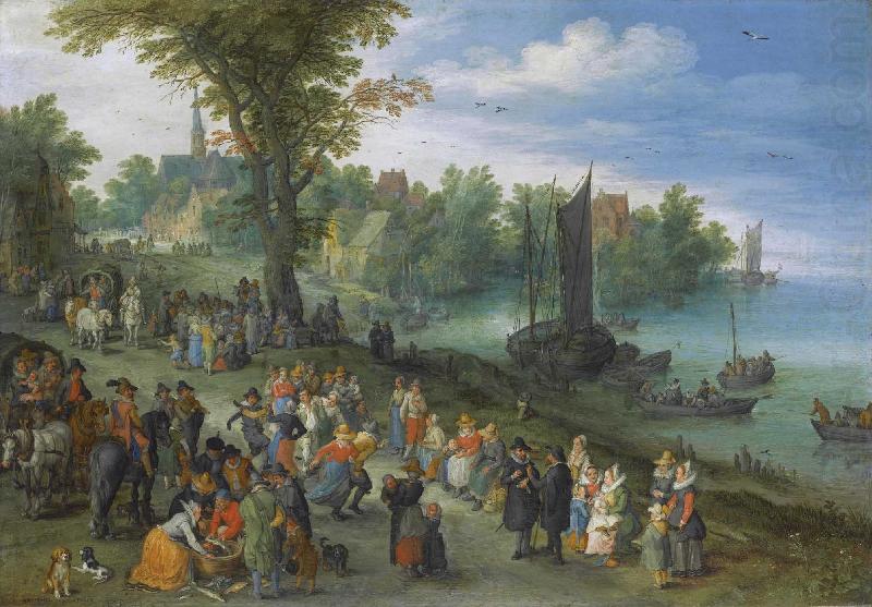 People dancing on a river bank, Jan Brueghel